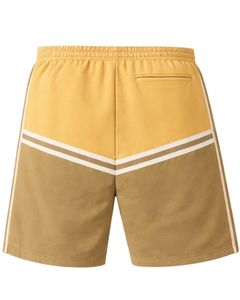 Yellow And Khaki Color Block Mens Drawstring Shorts Zipper Pocket Casual Summer Beach <b>Athletic</b> Quick Dry Comfortable Shorts - Product Image 2