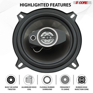 Haut-parleurs coaxiaux 5 voies pour portières de voiture, 5 paires, 350W, 4 ohms, système audio 2 voies avec super tweeter - Product Image 4