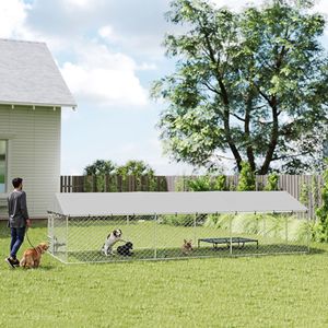 Cuccia per Cani da Esterno Regolabile 20 x 7,5 x 5 piedi con Copertura Impermeabile Anti-UV, Porta Bloccabile e Ciotole - Arredo per Animali Domestici - Product Image 2