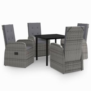 Set da Pranzo da Giardino in Rattan Grigio per 4 Persone, Resistente alle Intemperie, Arredamento da Esterno in Stile Contemporaneo - Product Image 2