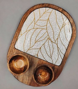 Bandeja de Servir Rústica de Madera de Mango con Juego de Mini Tazones, Personalizada para Comida, Postre y Frutos Secos, Directo de Fábrica - Product Image 3