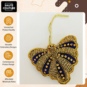 Elegant Design Top Selling Handcrafted Velvet <b>Beads</b> Made Gold/<b>Blue</b> Butterfly Shape Home Decorative Hanging Ornaments on Sale - Product Image 5