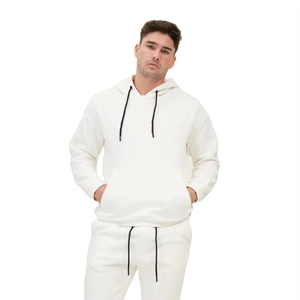Ensemble de survêtement unisexe personnalisé en molleton blanc brodé pour l'hiver, sweat-shirt et pantalon de jogging en coton, vêtements décontractés OEM ODM XL - Product Image 1