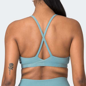 Nesta Sports Soutien-gorge de sport côtelé extensible dans les quatre sens, confortable et tendance, pour la gym et les activités sportives, soutien-gorge de yoga basique léger à double cordon pour femme - Product Image 5