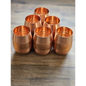 High-Quality Pure <b>Copper</b> Hammered Mug & Glass Set Handcrafted Barrel Shape <b>Cups</b> For Ayurveda Health Benefits <b>Copper</b> Drinkware - Product Image 1