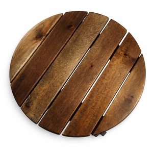Support à fleurs circulaire en bois d'acacia MPL avec roulettes pour plantes d'intérieur, utilisation domestique et jardin, design minimaliste, diamètre 30 cm, capacité 60 kg - Product Image 3
