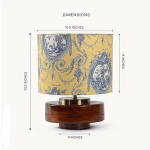 Lampe de table en bois de luxe avec abat-jour en tissu imprimé, lampe de chevet moderne pour salon, chambre à coucher, décoration de la maison - Product Image 6