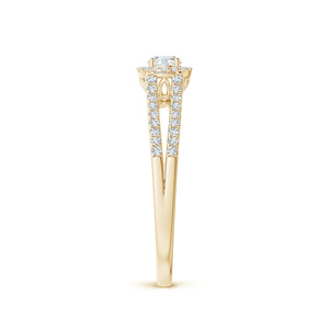 Anillo de Compromiso con Halo de Diamantes Cultivados en Laboratorio, Certificados por IGI, con Banda Pavé de Dos Piezas, Oro 10K/14K/18K, Plata 925/935, Regalo de Aniversario - Product Image 4