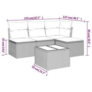Ensemble de canapés de jardin noir et blanc crème - Product Image 3