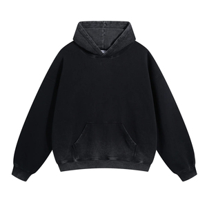 New Custom Trending Acid Wash <b>Hoodie</b> Wholesale Distressed <b>Plain</b> Blank Solid Color Unisex Sweatshirts Custom Logo RTS Supplier - Product Image 5
