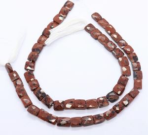 AAA Natural Marconi Obsidian Faceted Chicklet Beads 7x8-8x9 MM Marconi Beads 8 Inch Strand Faceted Marconi Obsidian Square - Product Image 5