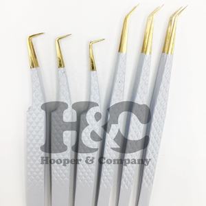 Pince à épiler de qualité supérieure vison Logo personnalisé en acier inoxydable pince à épiler extension de cils pointe pointue poignée à points de cils durable - Product Image 5