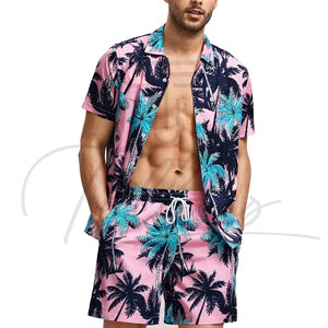 Ensemble de deux pièces de haute qualité pour hommes, chemise hawaïenne d'été et short en flanelle, t-shirts imprimés hawaïens - Product Image 5