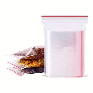 Customize size <b>Transparent</b> Clear Zip Plastic <b>Bags</b> PE Moisture Proof Storage Zipper Plastic white / red/ blue line simple double - Product Image 4