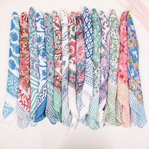Premium Quality Block Printed Colorful Eco Friendly Bandana <b>Square</b> <b>Scarf</b> Multi-Use Fashion Wristband - Product Image 2
