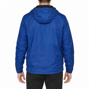 Men's Blue Hooded Windproof Jacket Casual Outdoor Wear Polyester Material Autumn Season Zipper Closure Regular <b>Fit</b> - Product Image 2