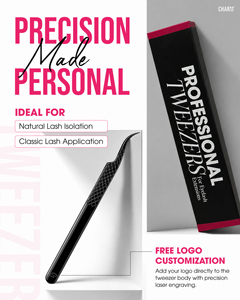 Pinzas Alemanas Charmlash para Extensiones de Pestañas al por Mayor, Herramientas de Volumen con Diseño Ergonómico y Microfibra - Product Image 6