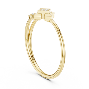 Anillo Abierto de Moda en Oro Amarillo Sólido de 14k para Mujer, Anillo Minimalista con Diamantes, Corte Brillante Redondo, Piedras Cultivadas en Laboratorio, para Uso Diario - Product Image 4