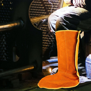 Couvre-chaussures de soudeur en cuir de vachette pleine fleur robuste, résistant à l'abrasion, protection industrielle des pieds pour la construction - Product Image 5
