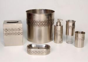 Metal Bathroom <b>Set</b> Tissue Box Holder <b>Soap</b> Dispenser <b>Soap</b> Dish Waste Bin Toothbrush Cup Luxury Hotel Collection - Product Image 3