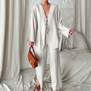 <span class=keywords><strong>Completo</strong></span> da <span class=keywords><strong>donna</strong></span> set di cordoncini da <span class=keywords><strong>donna</strong></span> tute da salto per ragazza cappotto felpa camicia Hawai corpo verde cotone <span class=keywords><strong>lino</strong></span> - Product Image 4