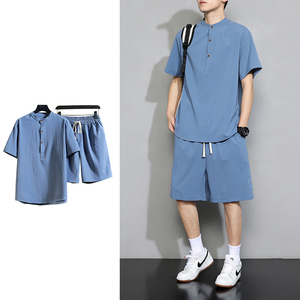 Custom Mens Shirt and Shorts Set Summer Casual <b>Two</b> <b>Piece</b> Outfit Manufacturer Supplier - Product Image 1
