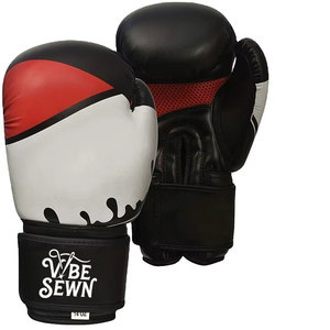 Gants de boxe en cuir cousus Vibe 14oz avec fermeture auto-agrippante au poignet, design effet gouttelettes, blanc, noir, rouge, équipement d'entraînement pour adulte, personnalisables - Product Image 2
