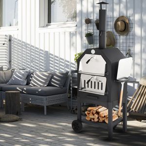Cotteria portatile all'aperto Freestanding carbone di legna forno camino Pizza pietra per il giardino del Patio festa campeggio legno cotto BBQ - Product Image 4