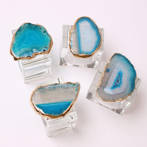 Accesorios de mesa, servilletero de cristal de ágata natural, servilletero de lujo dorado para fiestas, fabricante indio por EXOTIC INDIAN - Product Image 3