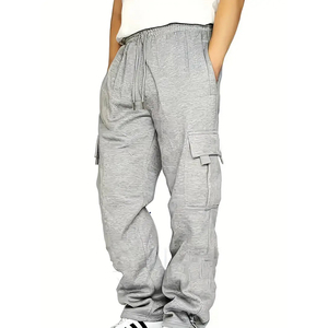 Pantalon de jogging cargo streetwear pour homme, multipoches, en molleton épais, coupe ample, en coton, avec logo personnalisé - Product Image 4