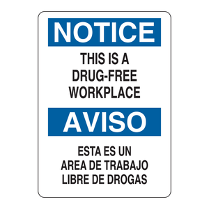 Panneau bilingue « Aucun médicament au travail » pour usage intérieur et extérieur - Product Image 1