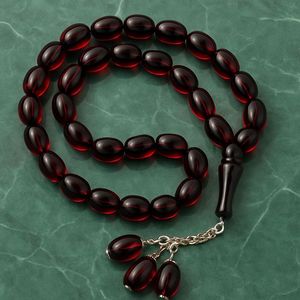 Rosario Musulmán de Resina Ecológica con Cuentas de Ámbar y Turquesa, Joyería de Oración - Product Image 1