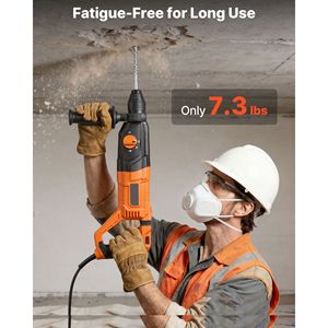 Trapano a percussione elettrico a filo per impieghi gravosi con 4 funzioni, attacco SDS Plus da 1 1/8, inclusi 3 punte da trapano e scalpello piatto - Product Image 6