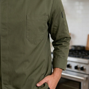 Chaqueta de Chef Moderna con Cuello Mandarín, Corte Regular, Manga Larga, Uniforme Profesional para Restaurante - Product Image 4