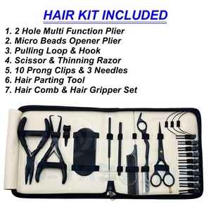 Kit d'outils professionnels en acier inoxydable pour extensions de cheveux, durables et réutilisables, avec pinces pour l'installation de micro-perles et nano-anneaux - Product Image 2