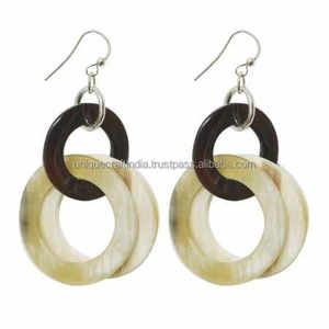 Pendientes de Cuerno Ovalados Hechos a Mano, Diseño Clásico y Elegante, Accesorios de Moda Pulidos, de Búfalo, Ecológicos, para Regalo al por Mayor - Product Image 3
