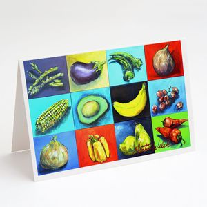 Whimsical A7 tamaño 5x7 frutas y verduras mixtas tarjetas de notas en blanco Paquete de 8 incluye sobres para saludos - Product Image 1