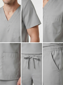 Hospital Scrubs Uniform <b>Sets</b> Woven Fabric Unisex Scrub <b>Sets</b> for <b>Doctor</b> Dental Clinic Salon Surgical Use with Customized Logo - Product Image 4