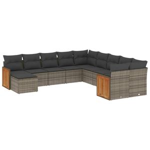 Conjunto de Sofá de Jardín de Ratán PE Gris con Patas Ajustables Grandes - Product Image 2