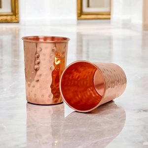 Ayurvedic Pure Copper Tumbler Set – Handcrafted Hammered Copper <b>Glasses</b> for Immune Support & Health Benefits, Premium Wellness - Product Image 1
