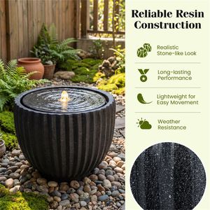 Fontana d'Acqua con Sfera di Pietra Grigia da 17,5 Pollici con 6 Luci LED per Interni ed Esterni - Product Image 5