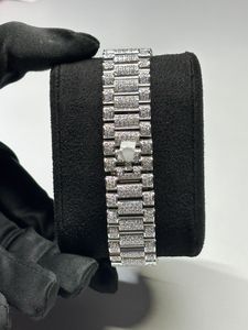 Reloj de Diamantes en Oro Blanco con Esfera Blanca Árabe para Exportación, Reloj de Diamantes Estilo Hip Hop, Regalo Unisex - Product Image 2