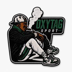 Patch brodé Oxytag Sport, appliqué thermocollant, forme irrégulière, décoration textile, prix abordable, vente en gros, patchs personnalisés OEM - Product Image 1