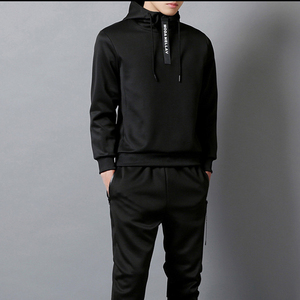 Conjunto Deportivo Negro para Hombre, Sudadera con Capucha de Manga Larga, Bolsillos Laterales, Ropa Casual Transpirable, Corte Regular, Estilo Deportivo de Primavera 2 en 1 - Product Image 2