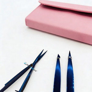 Purple Plasma Stainless Steel Brow Cosmetic Tweezers Scissor Set Customized Hair Plucking Beauty <b>Tools</b> Pink <b>Leather</b> Pouch Logo - Product Image 5
