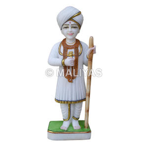 Ídolos de Mármol Jalaram Bapa |   Mármol Blanco Premium Jalaram Bapa Murti para el Hogar y el Templo - Product Image 1