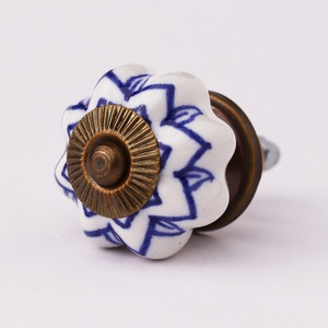 Tiradores de cerámica Vintage para casa de campo, tiradores de flores azules para cajones, CK-181 de 3,81 cm, venta al por mayor - Product Image 3