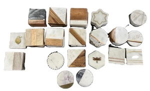Posavasos de mármol natural sólido/Posavasos redondo personalizado con borde de diseños de metal para el hogar Hotel café té posavasos redondo y rectangular - Product Image 3