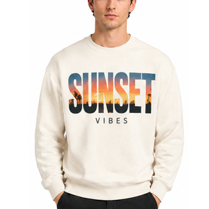 เสื้อสเวตเชิ้ตคอกลมผู้ชาย Sunset Vibes ทรงปกติ ผ้าฝ้ายถัก สวมใส่สบายๆ สำหรับฤดูร้อน - Product Image 1