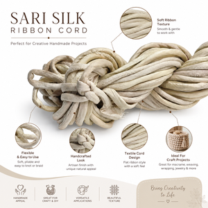 Natural Sari Silk Ribbon Cord for Jewelry Making Textile Crafts Weaving Embroidery DIY Decorative <b>Yarn</b> - Product Image 6